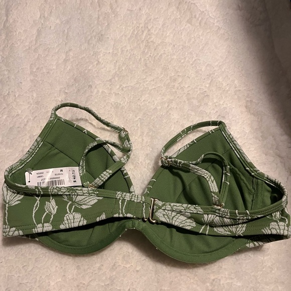 NWT Green Floral Ruched Push Up Bikini Top - Picture 6 of 7